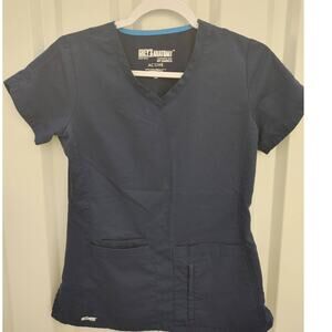 Grey's Anatomy BARCO Active Scrub Top Vneck Navy Blue XS